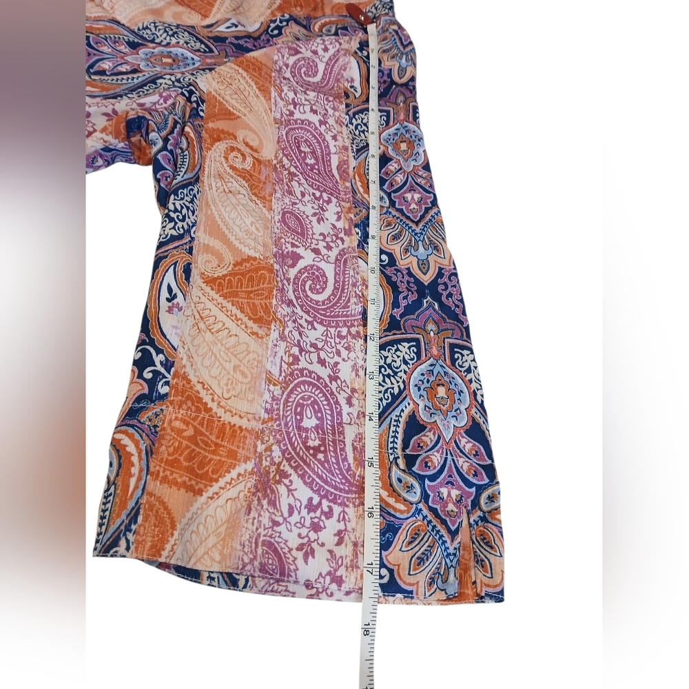 Alfred Dunner Colorful Paisley Stripe Womans Plus Blouse Top 3x Patchwork - Picture 8 of 10